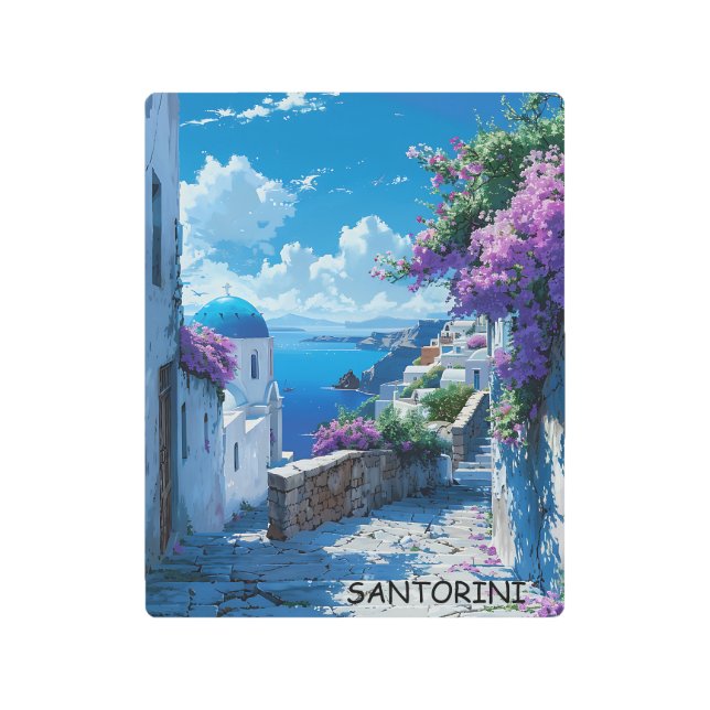 Impresión En Metal Hermosa vista del océano de Santorini (Anverso)