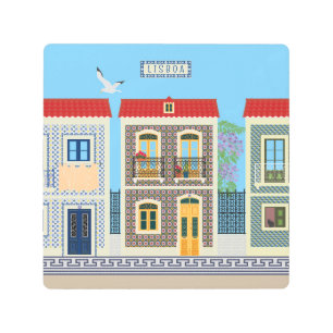 Impresión En Metal Hermosas casas portuguesas con azulejos o azulejos