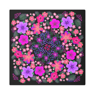 Impresión En Metal Hermosas flores de Boho