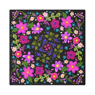 Impresión En Metal Hermosas flores de Boho y bayas