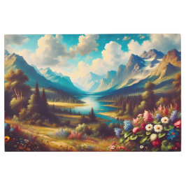 Impresión En Metal Hermosas montañas y un río mágico