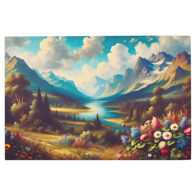 Impresión En Metal Hermosas montañas y un río mágico (Anverso)