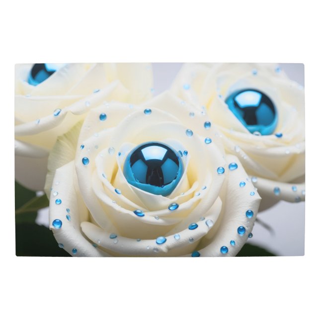 Impresión En Metal hermosas perlas azules rosas blancas (Anverso)