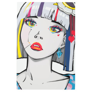 Impresión En Metal Hermoso Chica de Anime roto