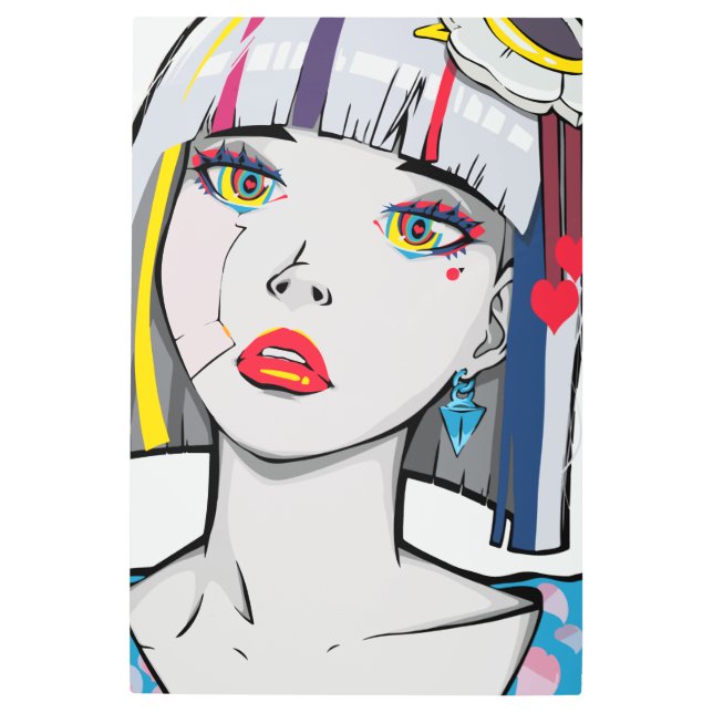 Impresión En Metal Hermoso Chica de Anime roto (Anverso)