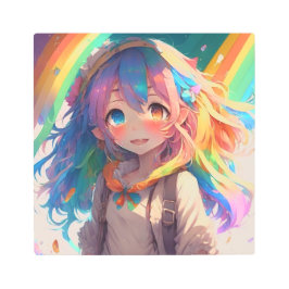Impresión En Metal Hermoso Chica del anime arcoiris