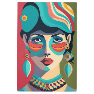 Impresión En Metal Hermoso chica libanés con pendientes largas