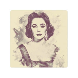 Impresión En Metal Hermoso dibujo de Elizabeth Taylor