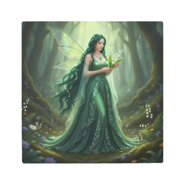 Impresión En Metal Hermoso Hada de Esmeralda Mayo (Anverso)