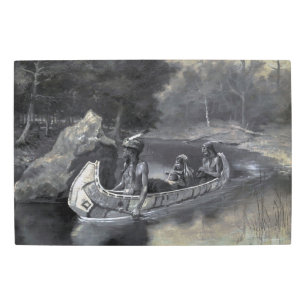 Impresión En Metal Hiawatha Indian Canoe Ojibwe o líder iroqués