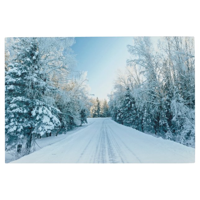 Impresión En Metal Hielo y nieve | Camino de invierno congelado Rusia (Anverso)