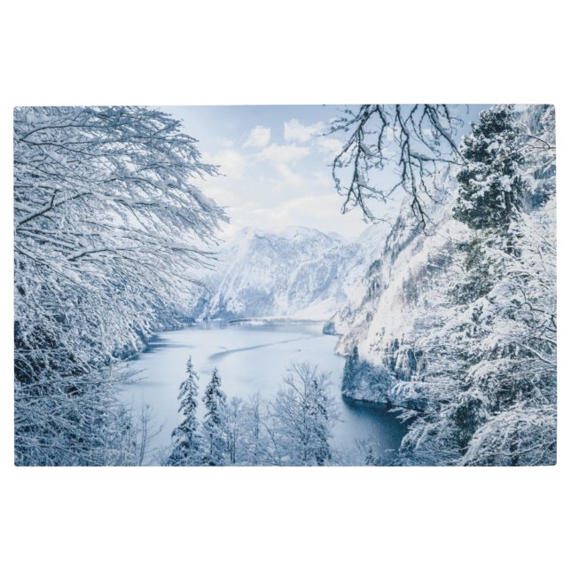 Impresión En Metal Hielo y nieve | Lago Königssee, Alemania (Anverso)