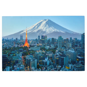 Impresión En Metal Hielo y nieve   Línea Skyline Mt. Fuji y Tokio