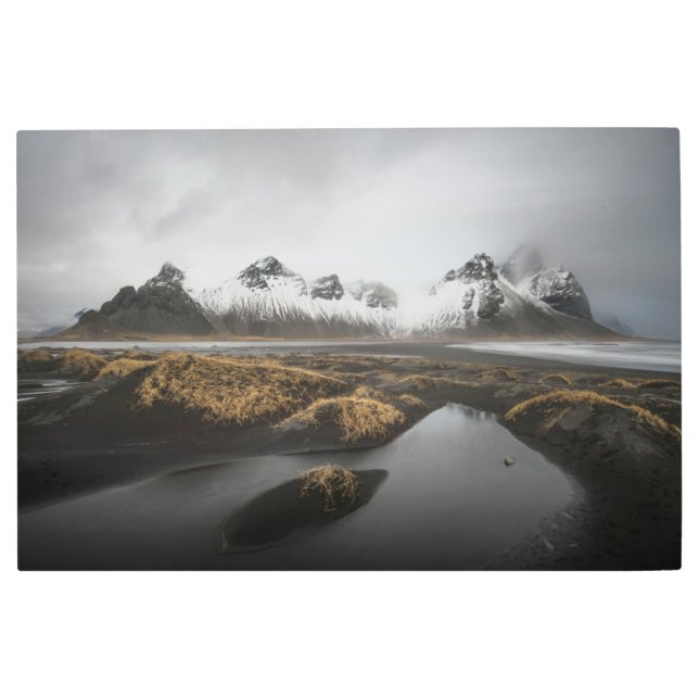 Impresión En Metal Hielo y nieve | Montaña Vestrahorn, Islandia (Anverso)