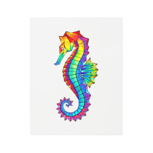 Impresión En Metal Hipoahoría marino poligonal arcoiris