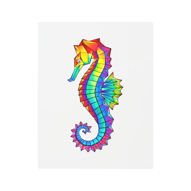 Impresión En Metal Hipoahoría marino poligonal arcoiris (Anverso)