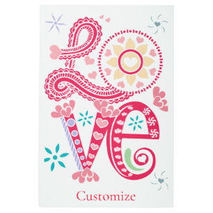 Impresión En Metal Hippie Groovy Love Rótulo Thunder_Cove