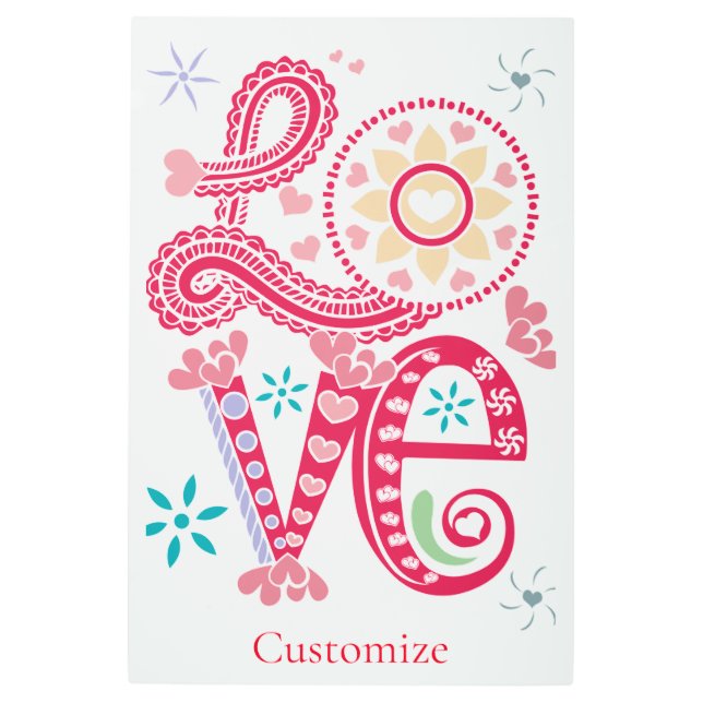 Impresión En Metal Hippie Groovy Love Rótulo Thunder_Cove (Anverso)