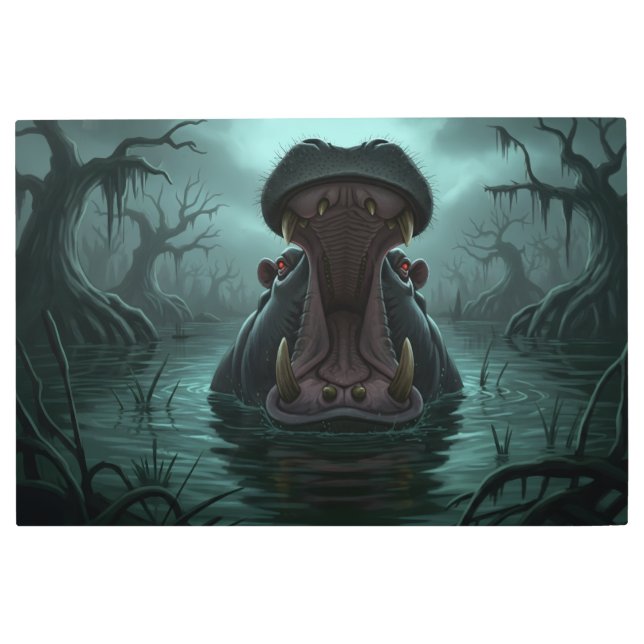 Impresión En Metal hippo digital pintura impresionante dibujar escena (Anverso)