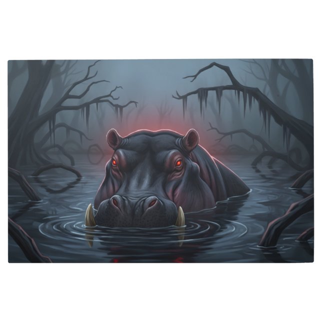 Impresión En Metal hippo digital pintura impresionante dibujar escena (Anverso)