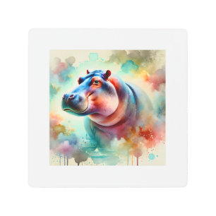 Impresión En Metal Hippo in serenity 220924AREF119 - Watercolor