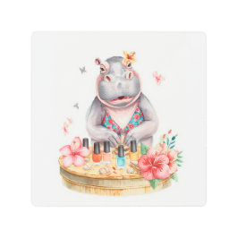 Impresión En Metal Hippo is doing manicure by the beach 