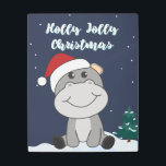 Impresión En Metal Hippo Merry Christmas Winter Animals Hippos Metal<br><div class="desc">The hippo to softness with fair lights. Funny animals with gifts and snow to the holidays. Also funny for Christmas in July. Hippos are sweet animals and perfect for Christmas.</div>