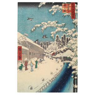 Impresión En Metal Hiroshige paisaje invernal de japón