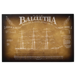 Impresión En Metal Histórico Barco con tripulación BALCLUTHA Blueprin