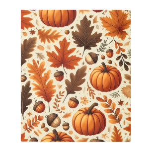 Impresión En Metal hojas/calabazas/bellotas clásicas Otoño