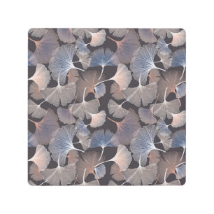 Impresión En Metal Hojas de Ginkgo: elegante patrón natural.