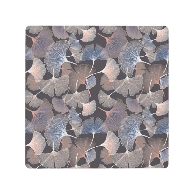 Impresión En Metal Hojas de Ginkgo: elegante patrón natural. (Anverso)