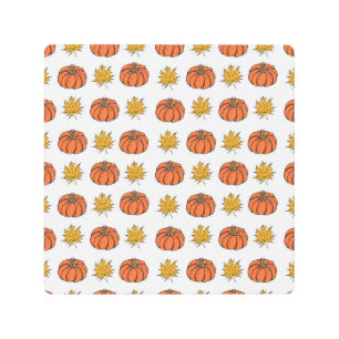 Impresión En Metal Hojas de otoño: Patrón de calabaza dibujada a mano
