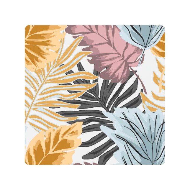 Impresión En Metal Hojas de palma, tropicales, botánicas, selvas, bos (Anverso)