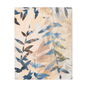 Impresión En Metal Hojas estratificadas abstractas - azules y neutral