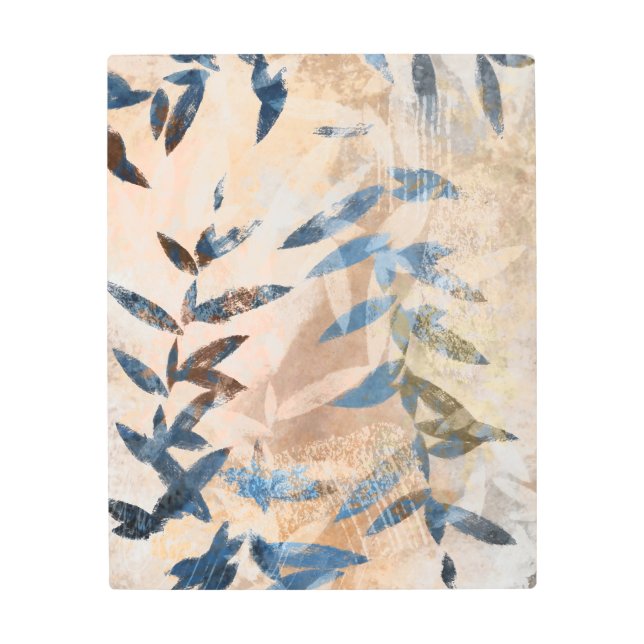Impresión En Metal Hojas estratificadas abstractas - azules y neutral (Anverso)