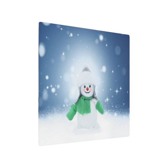 Impresión En Metal Hombre de nieve de invierno SlipperyJoe bufanda ve (Angulado)