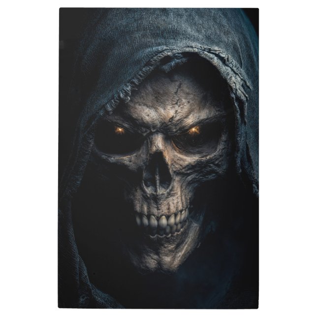 Impresión En Metal Hooded Skull: Glowing Eyes of Death (Anverso)