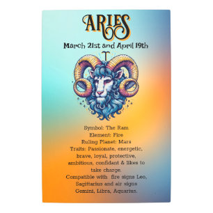 Impresión En Metal Horóscopo Rótulo Aries   Fechas y rasgos