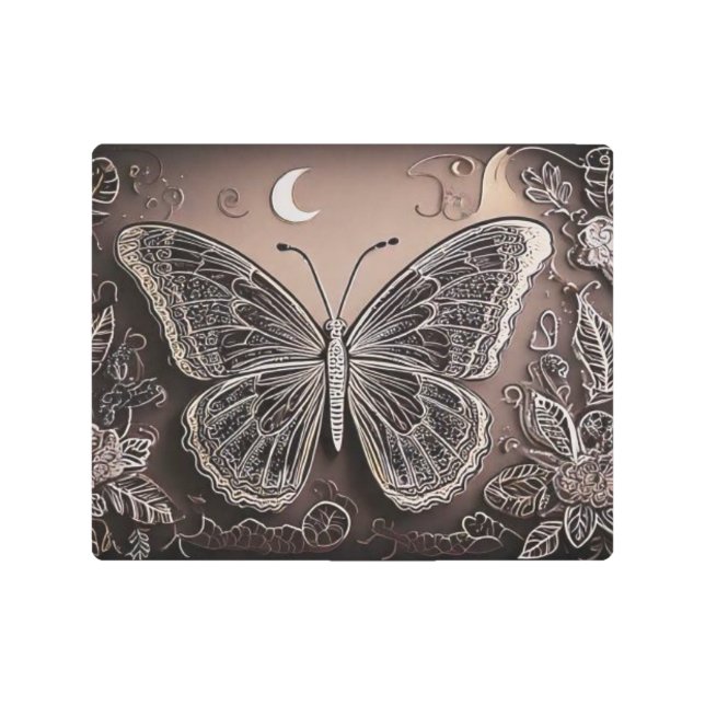 Impresión En Metal huella de mariposa oscura (Anverso)