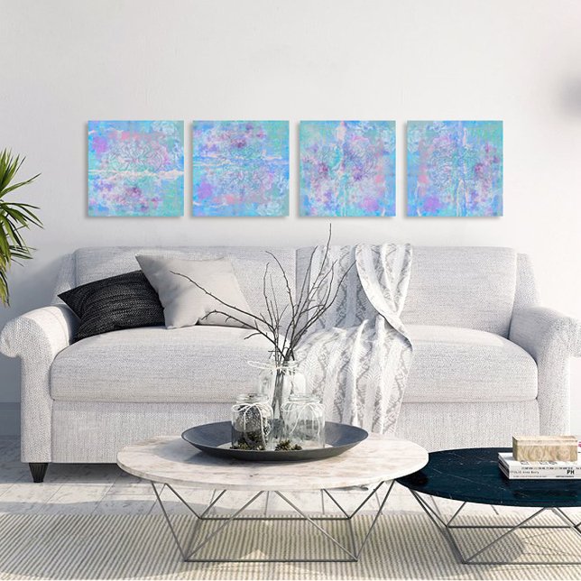 Impresión En Metal Hues blandos de Blues Abstract Motif Textured Look (WALL GROUPINGS COLLECTION)