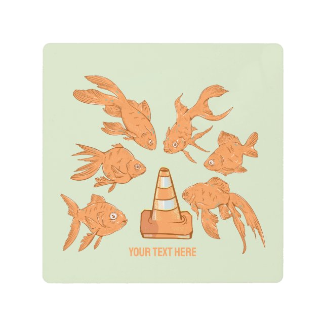 Impresión En Metal Huesos de carretera y pez dorado naranja (Anverso)