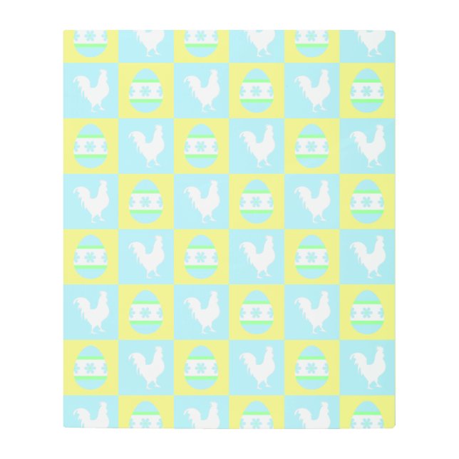 Impresión En Metal Huevos de gallo de patrón de tablero de chequeo de (Anverso)