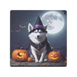 Impresión En Metal Husky Dog Halloween Adventure Moonlit Magic Spooky