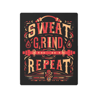 Impresión En Metal Hustle & Musle Wall Art para Fitness & Business