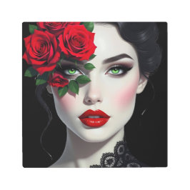 Impresión En Metal I Love You | Beautiful Woman with Red Rose
