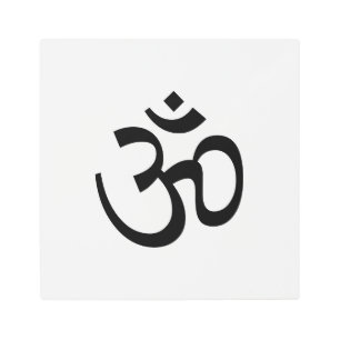 Impresión En Metal Icono de contorno Om Aum, símbolo de hinduismo, bl