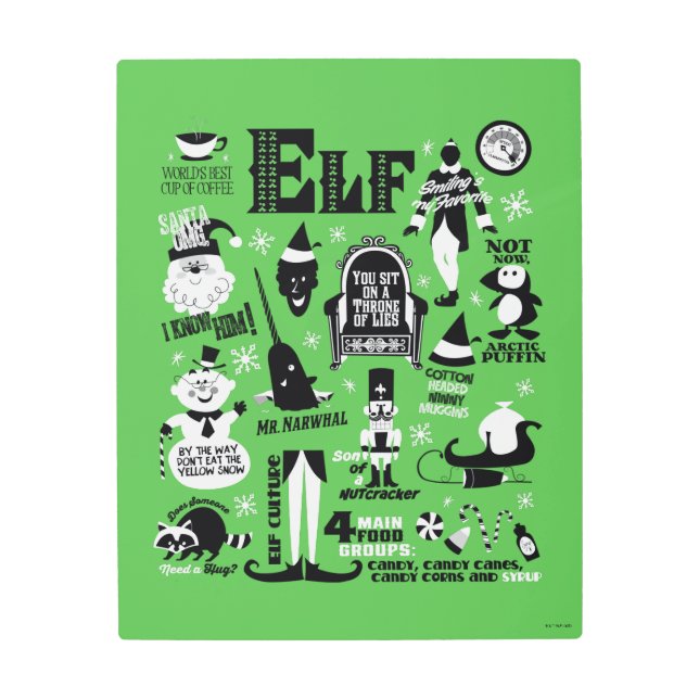 Impresión En Metal Iconos Elf y citas de películas (Anverso)