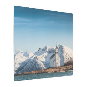 Impresión En Metal Iglesia de Gimsoy Lofoten Noruega