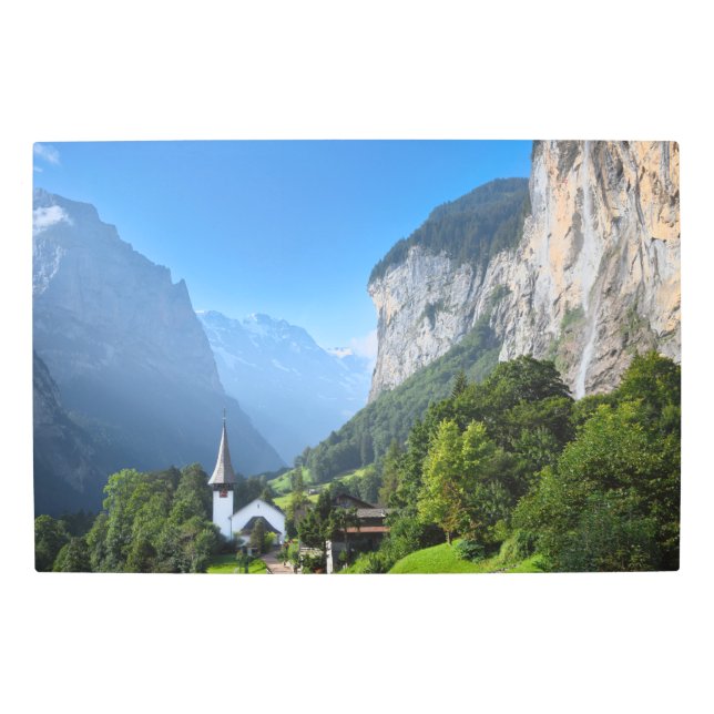 Impresión En Metal Iglesia en el valle de Lauterbrunnen, Suiza (Anverso)